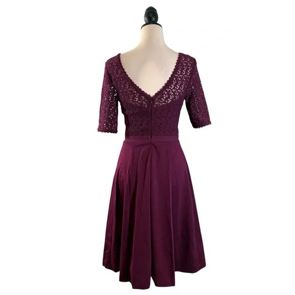 slim fit dress slacks Pixie Dress – Purple Lace-Up Fit & Flare Dress | Jersey Cotton Bodice main image 0